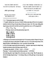 Đáp án đề đề xuất thi học sinh giỏi các trường THPT chuyên khu vực Miền núi trung du phía Bắc lần thứ XV môn Hóa học Lớp 11 năm 2019 - Trường THPT chuyên Nguyễn Tất Thành